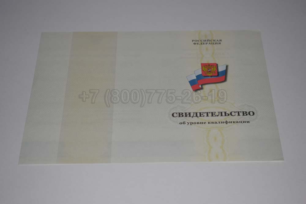 Бланк свидетельства об уровне квалификации Гознак 1994-2025 год выпуска г.Красноярск