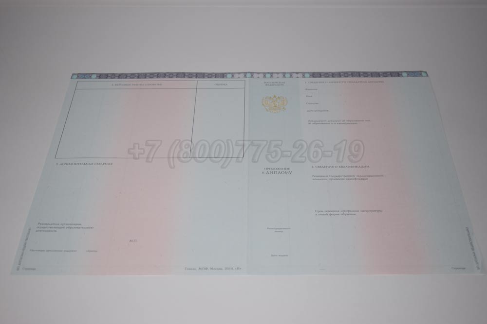 Приложение к диплому магистра Гознак 2014-2025 год выпуска г.Красноярск