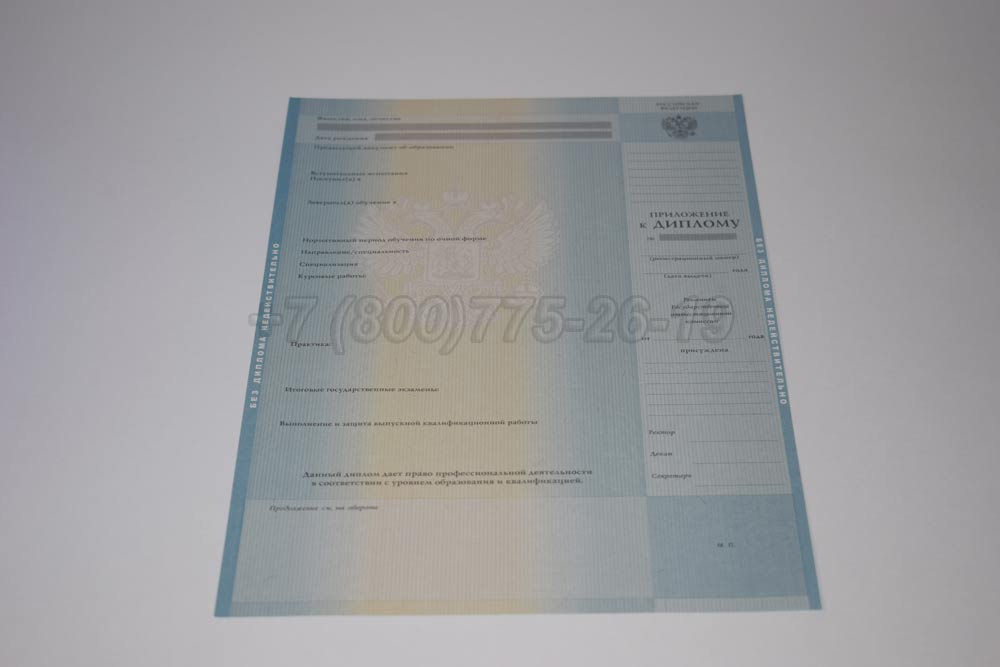 Приложение к диплому бакалавра Гознак 2011-2013 год выпуска г.Красноярск